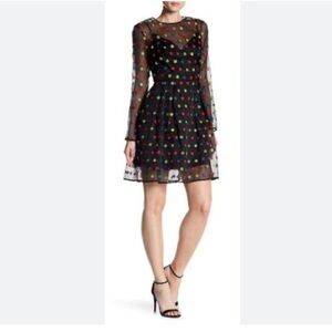 Anthropologie Monique lhuillier Silk polka dot dress 4 Party Whimsy Pop of Color
